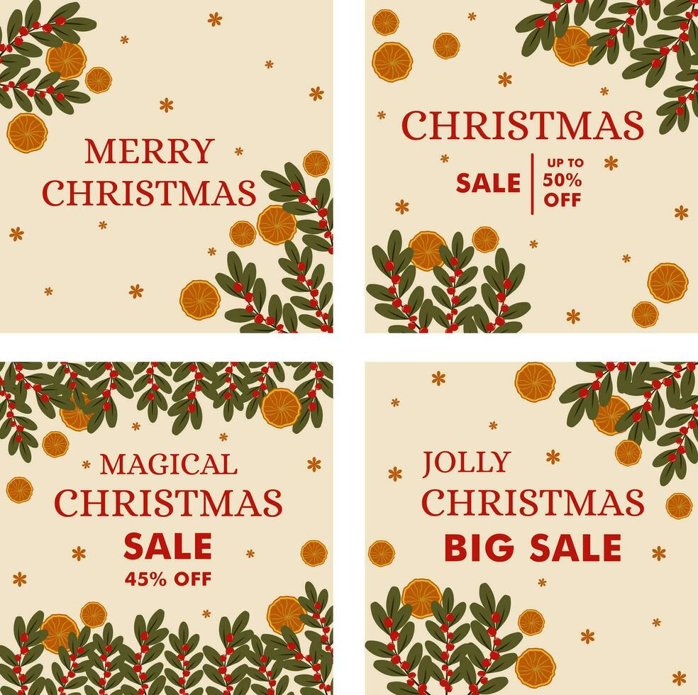 warm christmas templates set promotion vector