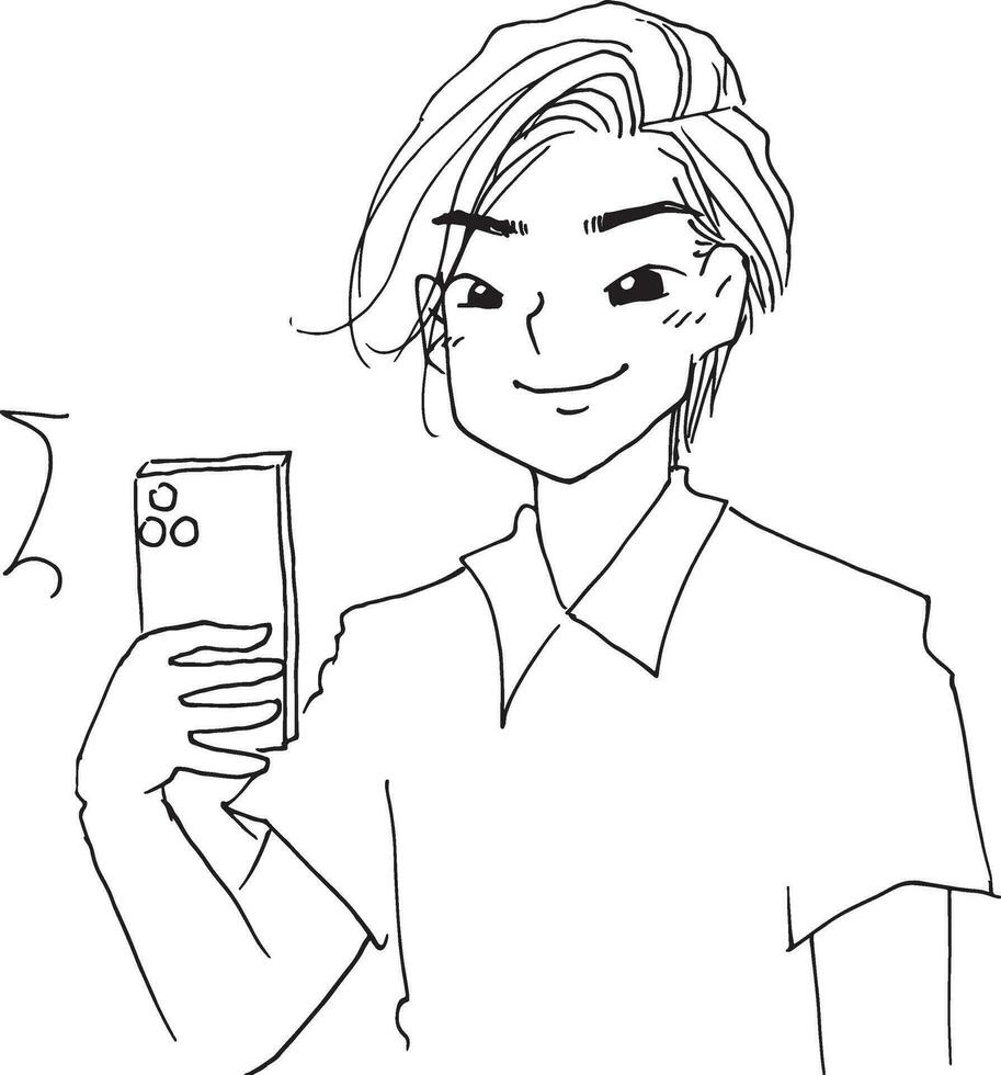 man holding a mobile phone vector