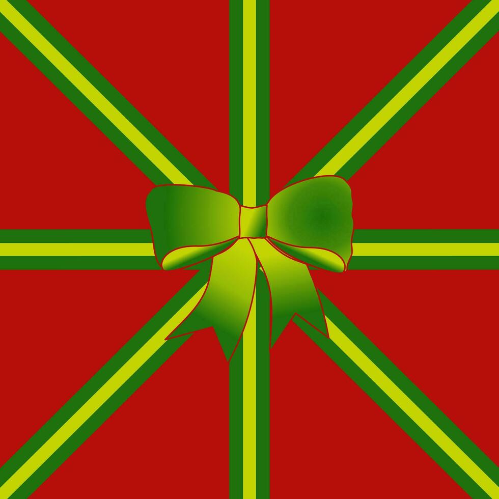 Abstract background for Christmas theme with red background and yellow green ribbon vector