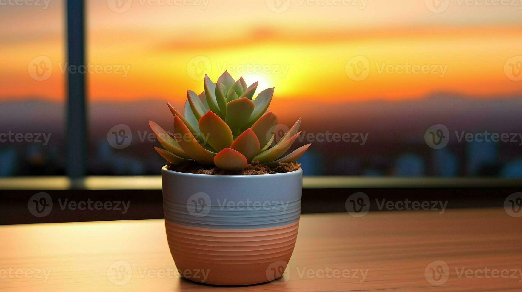 ai generado flor maceta en un oficina escritorio, suculento cactus florero, generativo ai foto