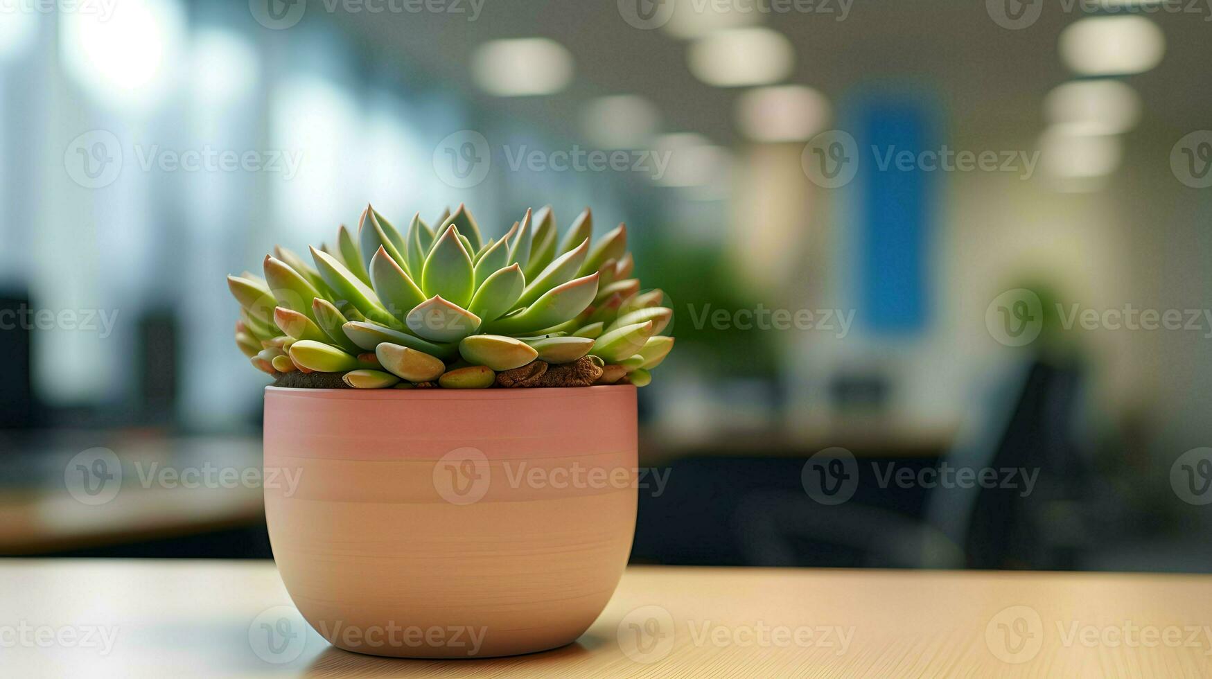AI generated Flower pot on a office desk, succulent cactus vase, Generative AI photo