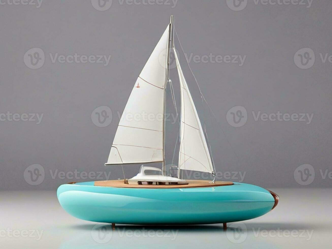 AI generated Futuristic Miniature Sailing Ship Boat Yacht Model Design photo