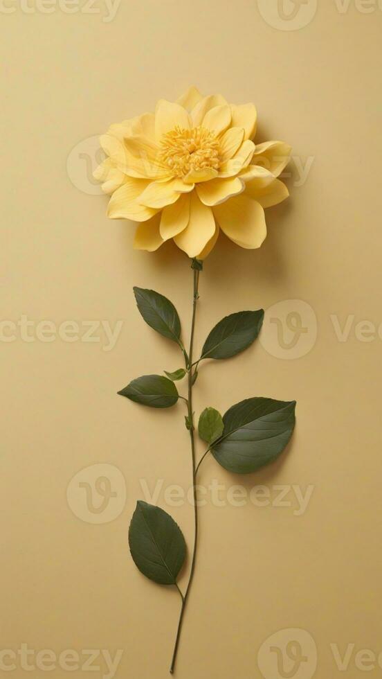 AI generated Beautiful Flowers with leaves and dews with Solid Background photo