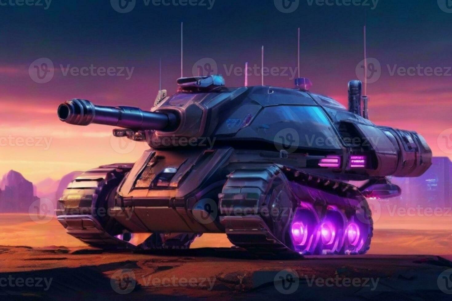 AI generated Futuristic Miniature Concept Tank Car Model Design photo