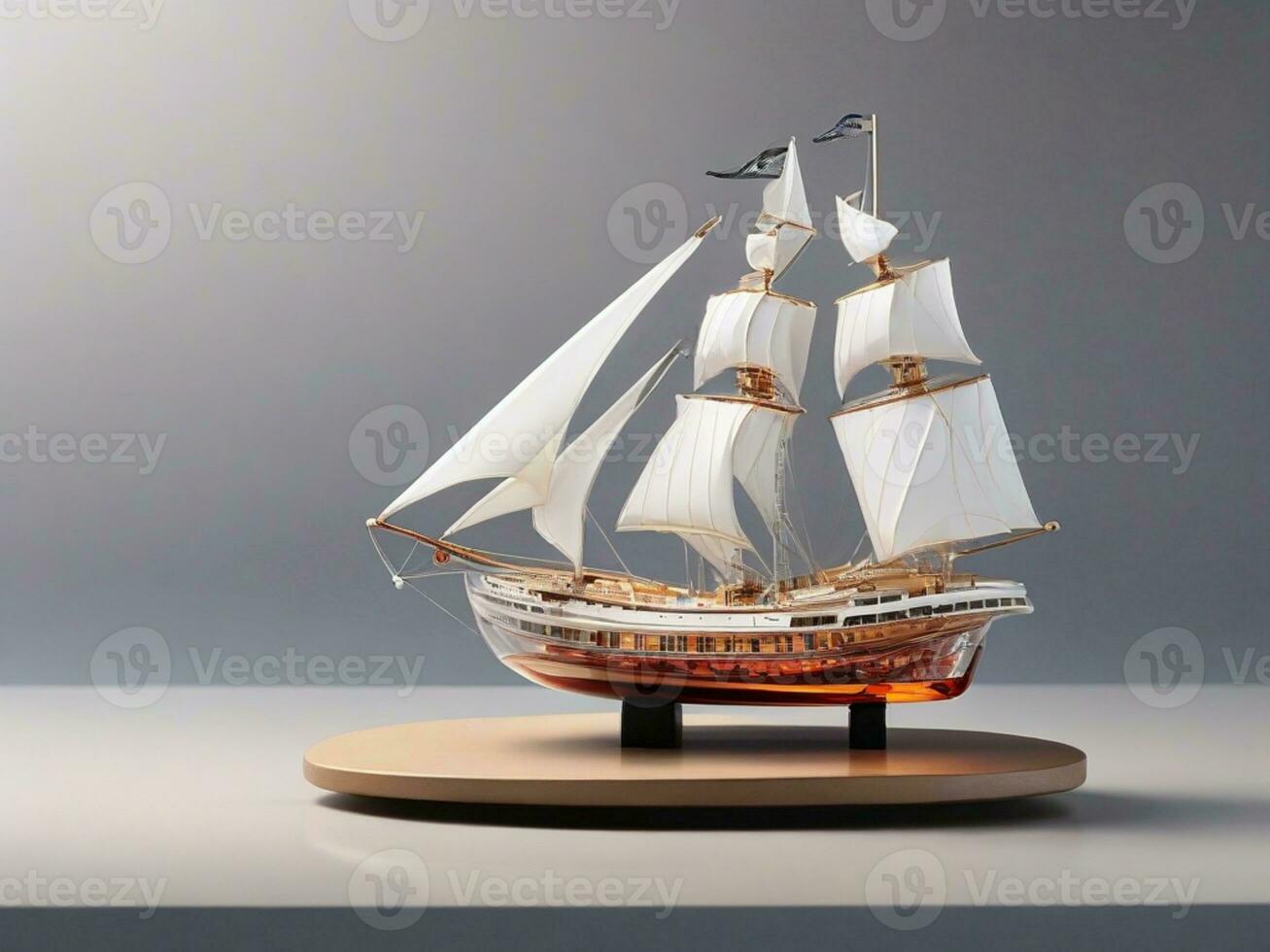 AI generated Futuristic Miniature Sailing Ship Boat Yacht Model Design photo