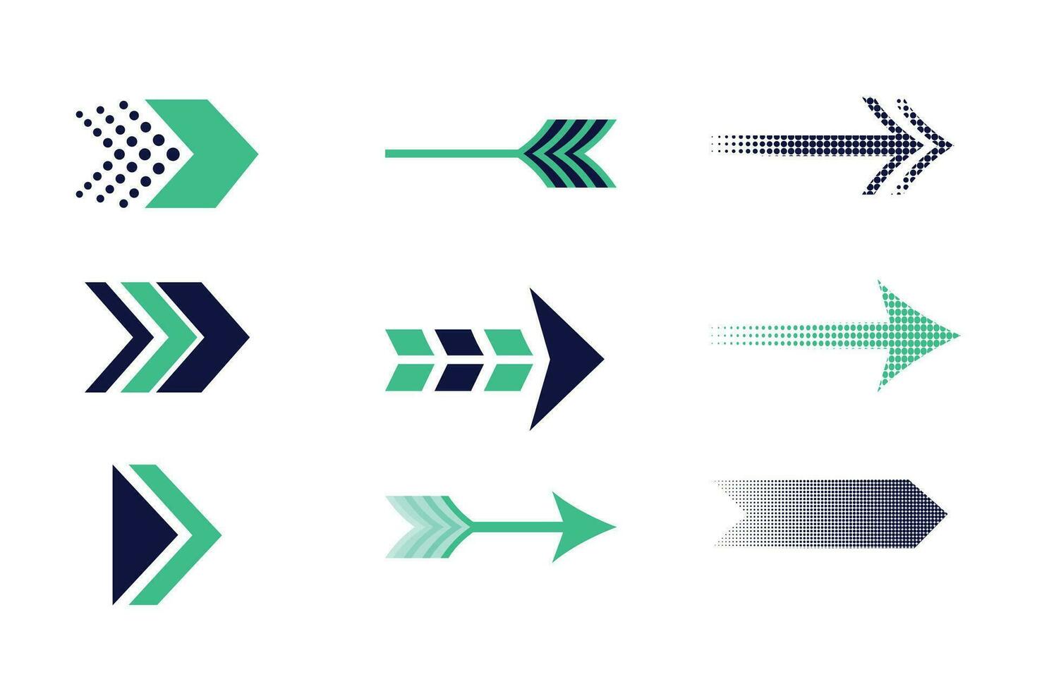 Free vector directional green arrow sign or icon design with modern background