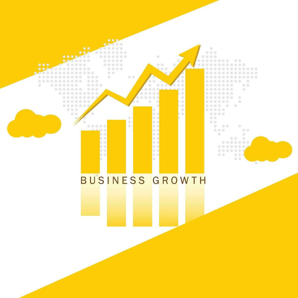 vector negocio compartir mercado gráfico con amarillo crecimiento flecha con antecedentes.