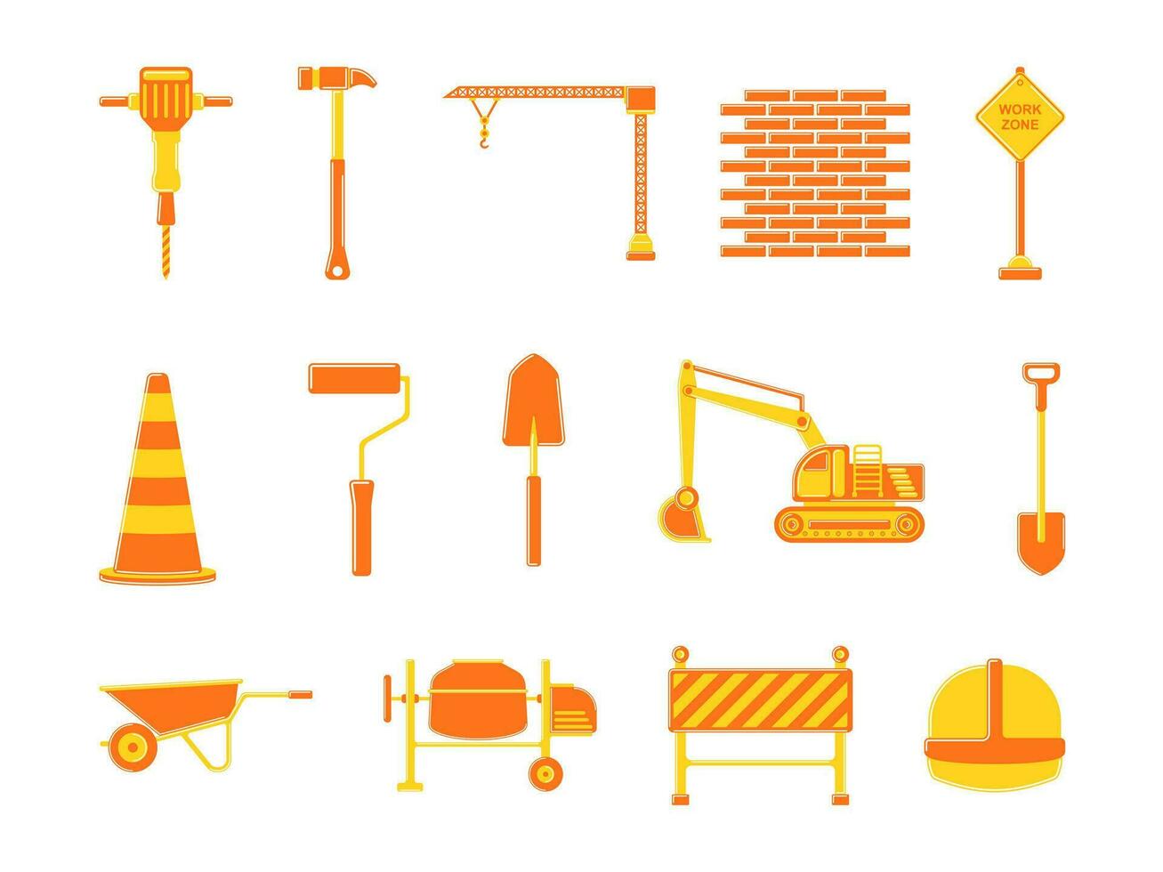 Construction Equipment Vector Illustration Collection. Perfect for Designs with Construction Themes, Home and Building Renovations and Heavy Equipment