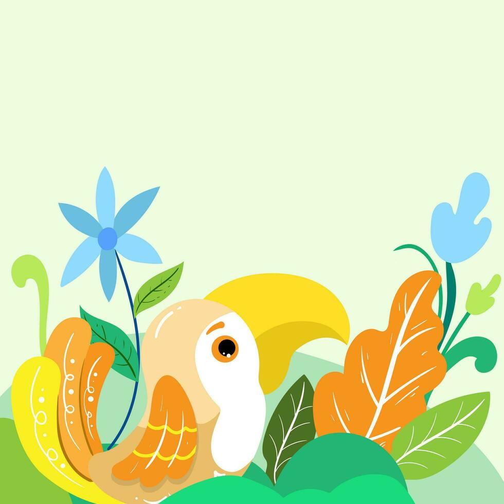 ilustración de linda tucán en rama. mano dibujado infantil personaje de tucan.infantil impresión para guardería. diseño lata ser usado para Moda camiseta niños vector