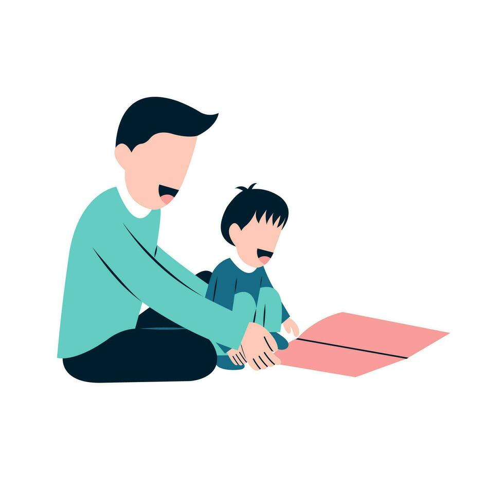 Father Playing With Son Illustration vector