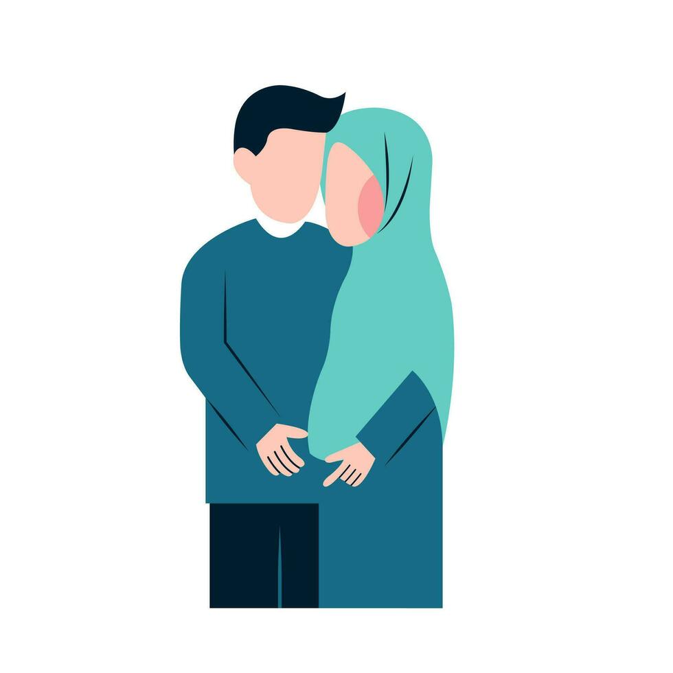 Muslim Pregnant Couple Flat Illustration vector