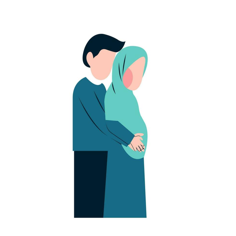 Muslim Pregnant Couple Flat Illustration vector