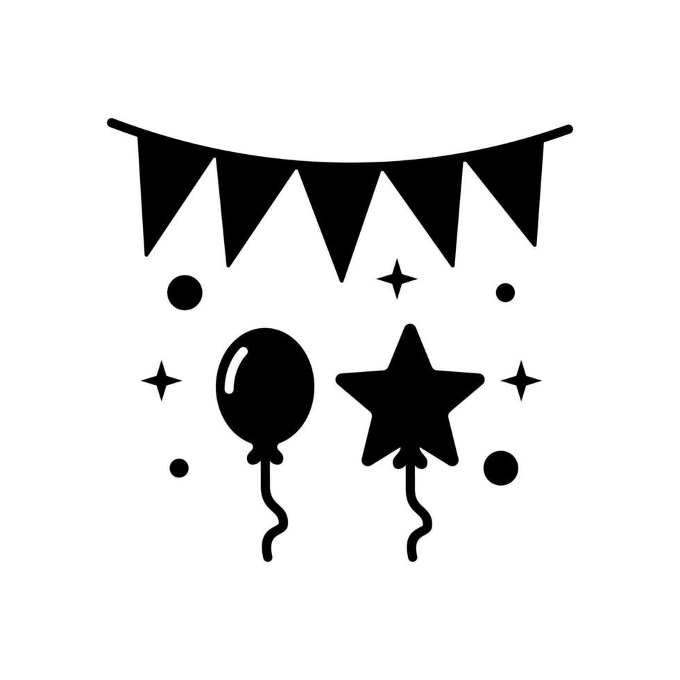 globo icono, celebracion vector, fiesta y cumpleaños icono, aislado en blanco antecedentes en negro lleno estilo. vector