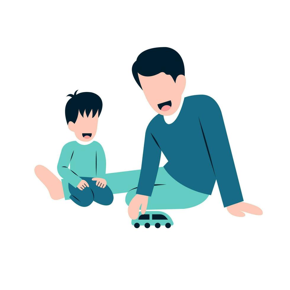 Father Playing With Son Illustration vector