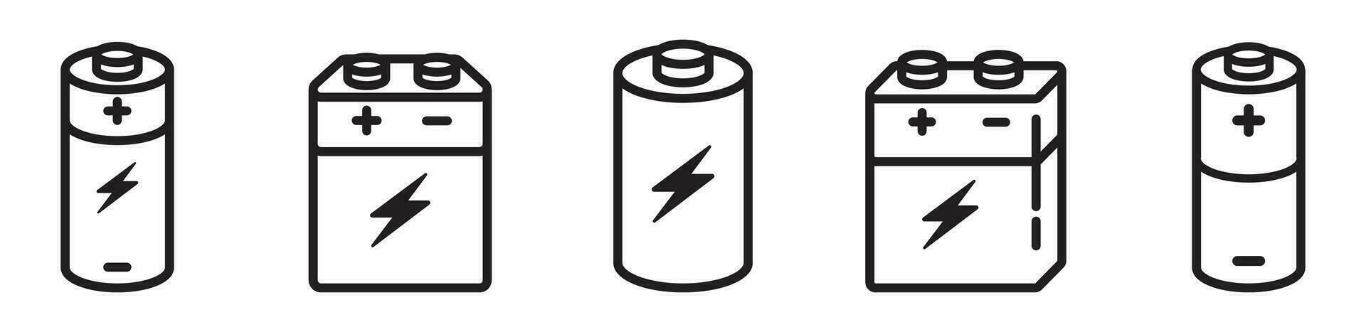 battery cell icon set power electricity and energy symbol vector