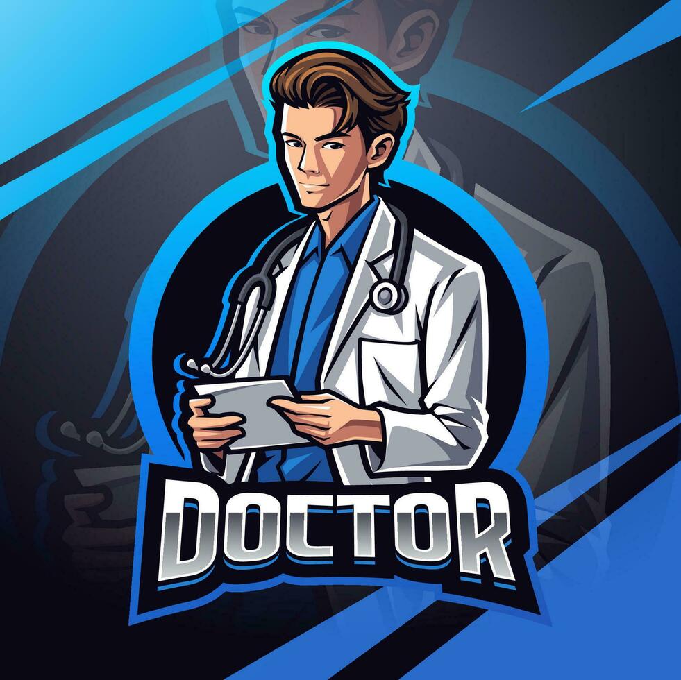 médico deporte mascota logo diseño vector