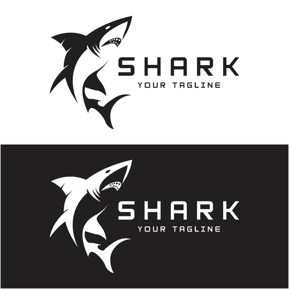 Unique and creative shark logo vector design. Wild Fish Vector Illustration