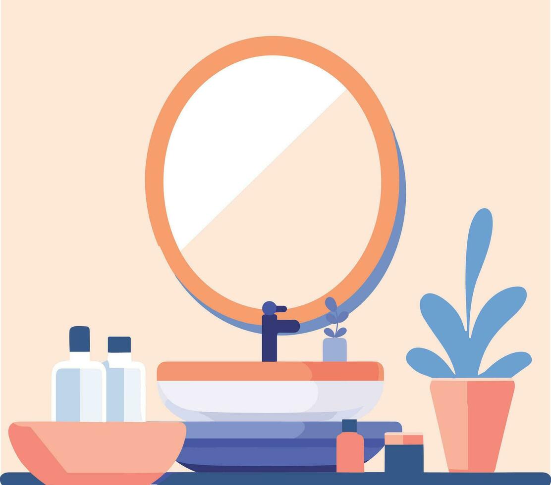 Sinks and mirrors in the bathroom in flat style vector