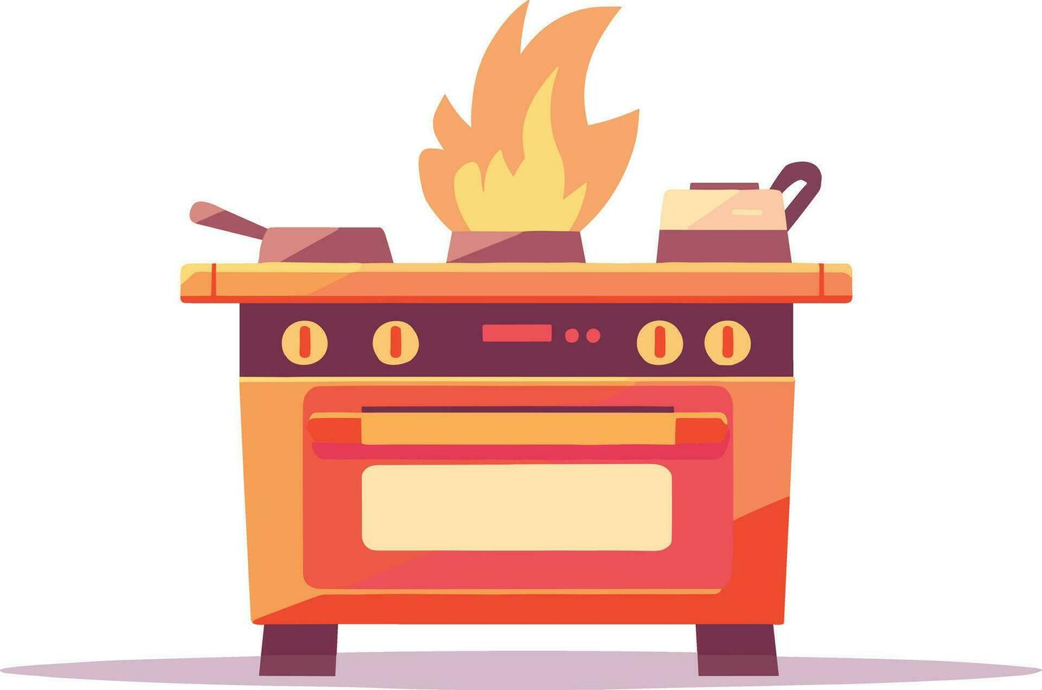 Hand Drawn Oven or pan in a restaurant in flat style vector