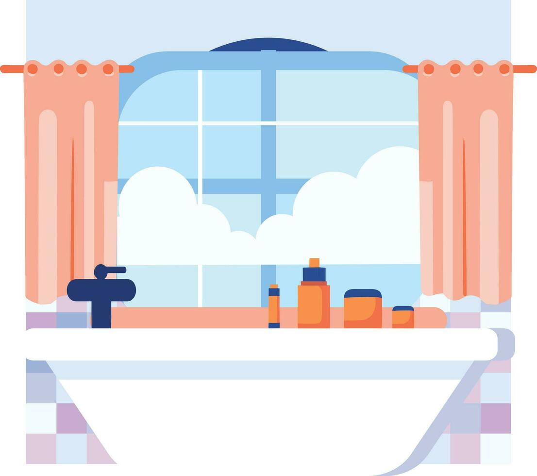 Bathroom with bathtub in flat style vector