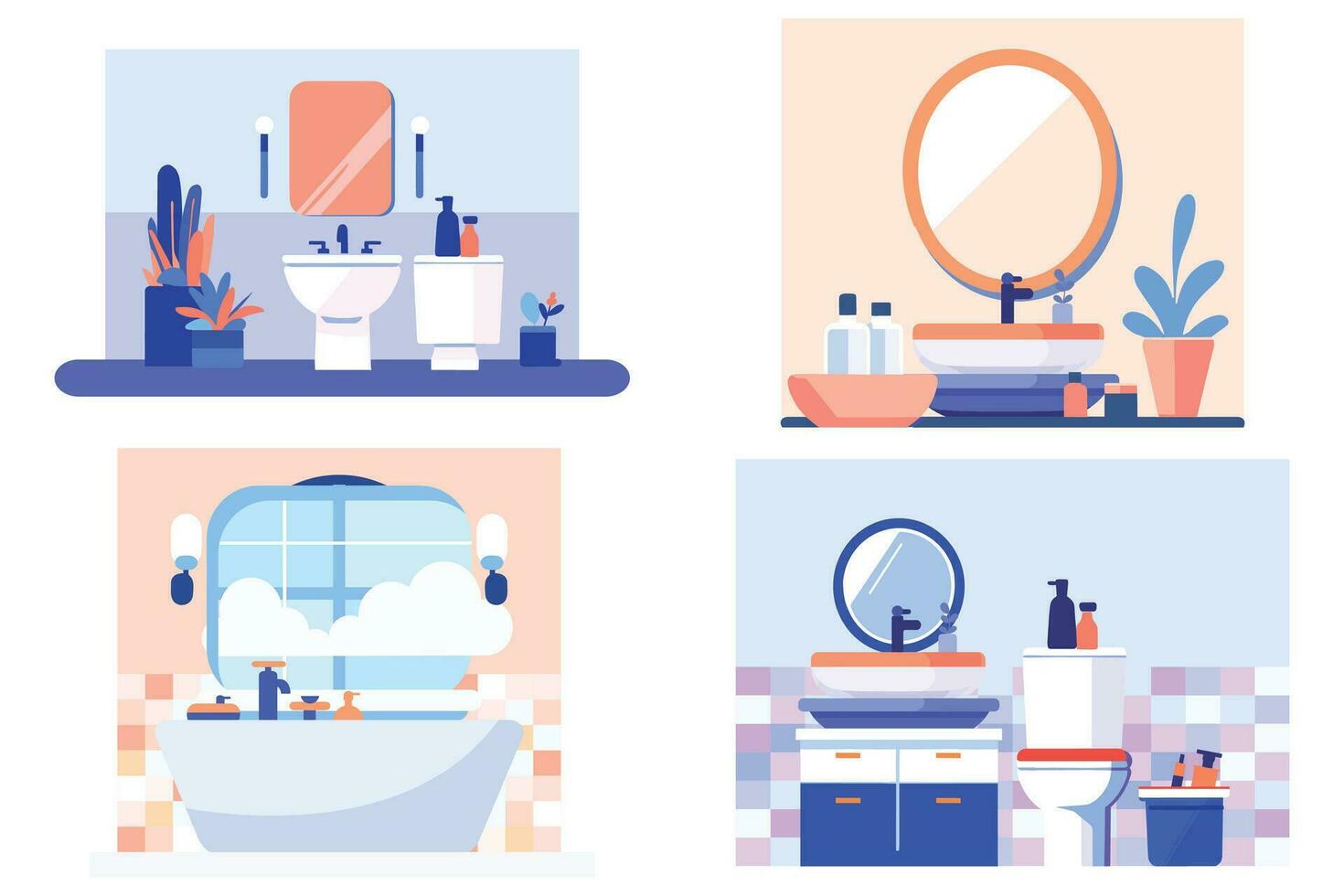 baño con baño en plano estilo vector