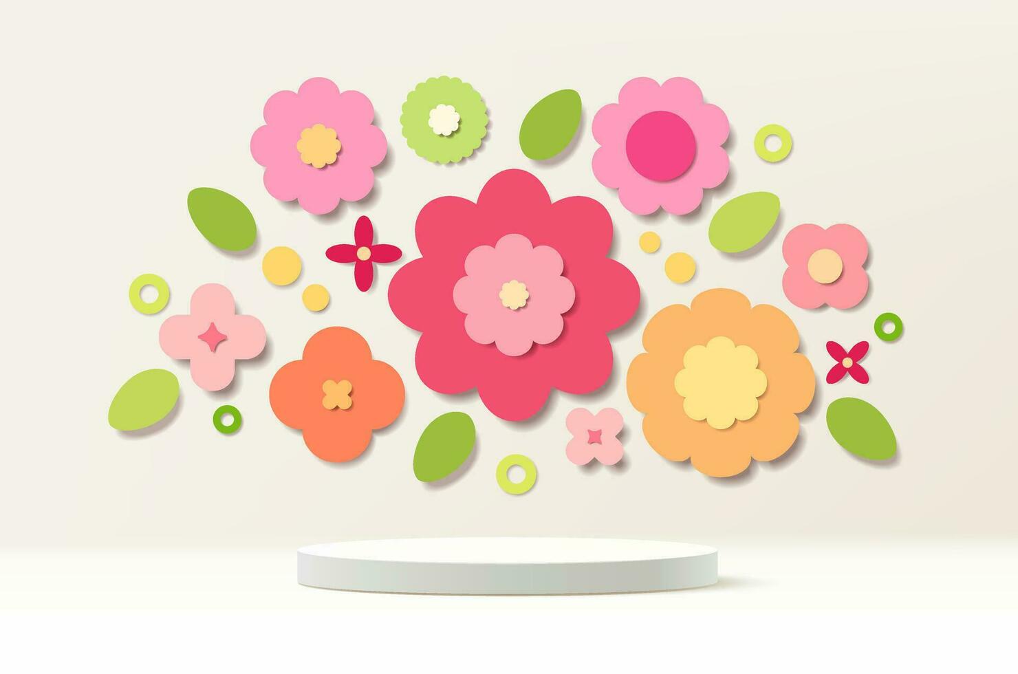 Vector background with cute florals design in paper cut style.