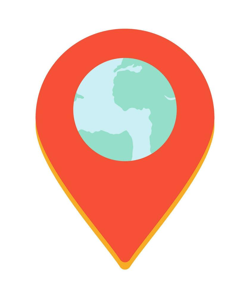 Planet earth location pinpoint 2D cartoon object. Discovering traveling ...