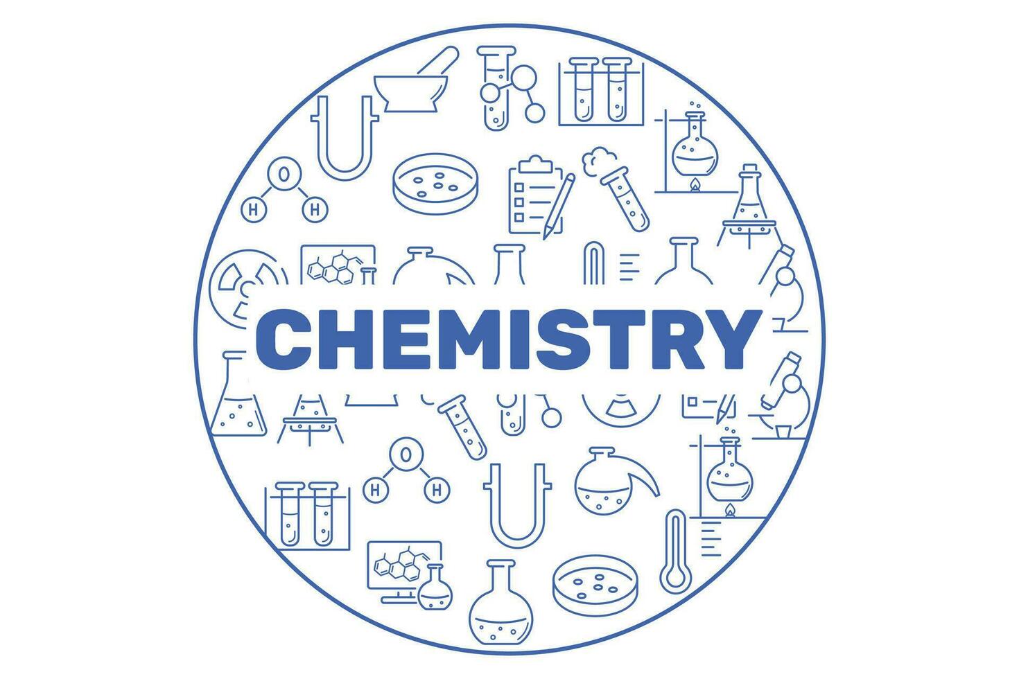 Chemistry circle banner, science background. vector