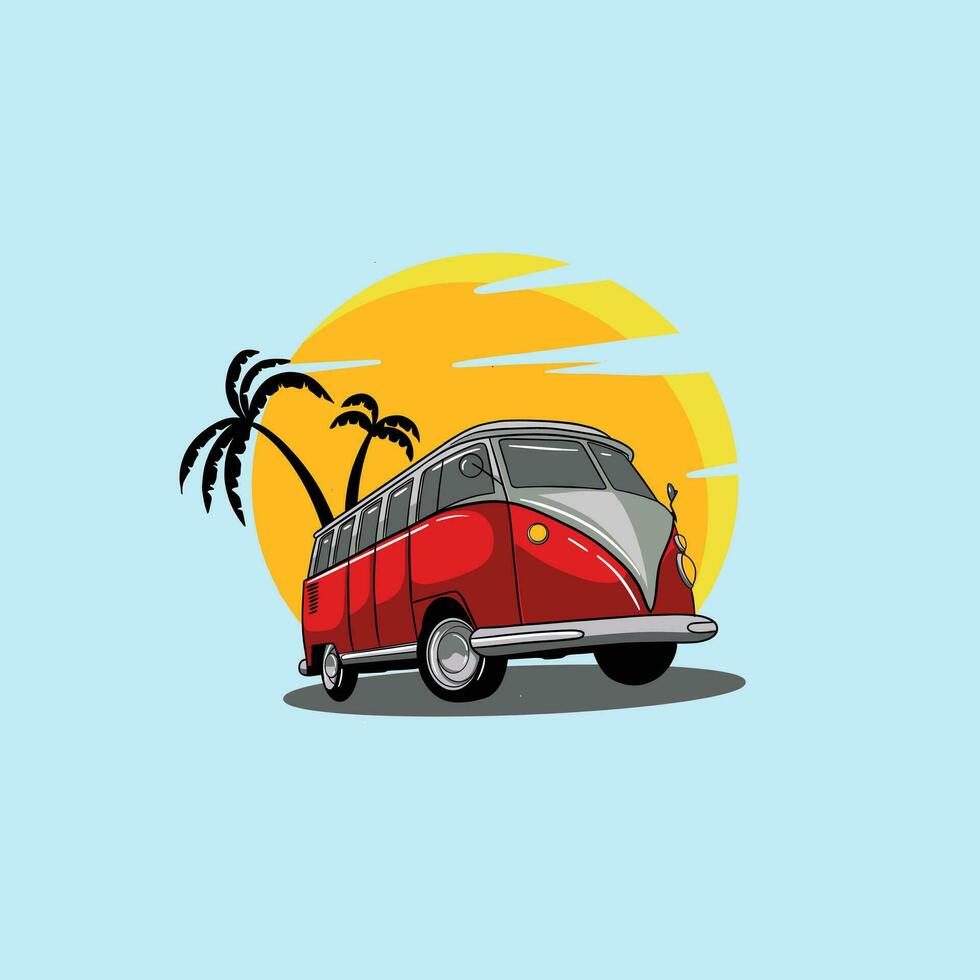 vw illustration, summer illustration, badge design vw, badge design summer, boler design, trailer design, vector