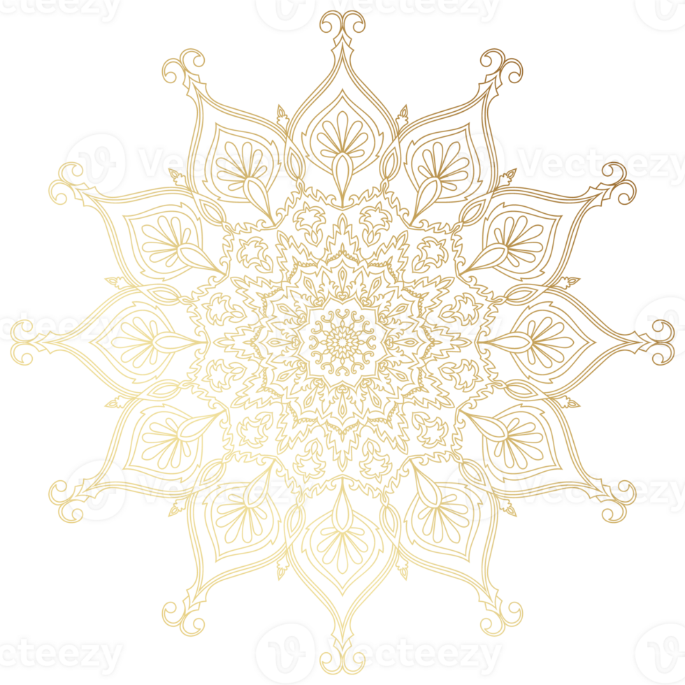 gold gradient mandala Components of a carpet pattern used to decorate book covers. png