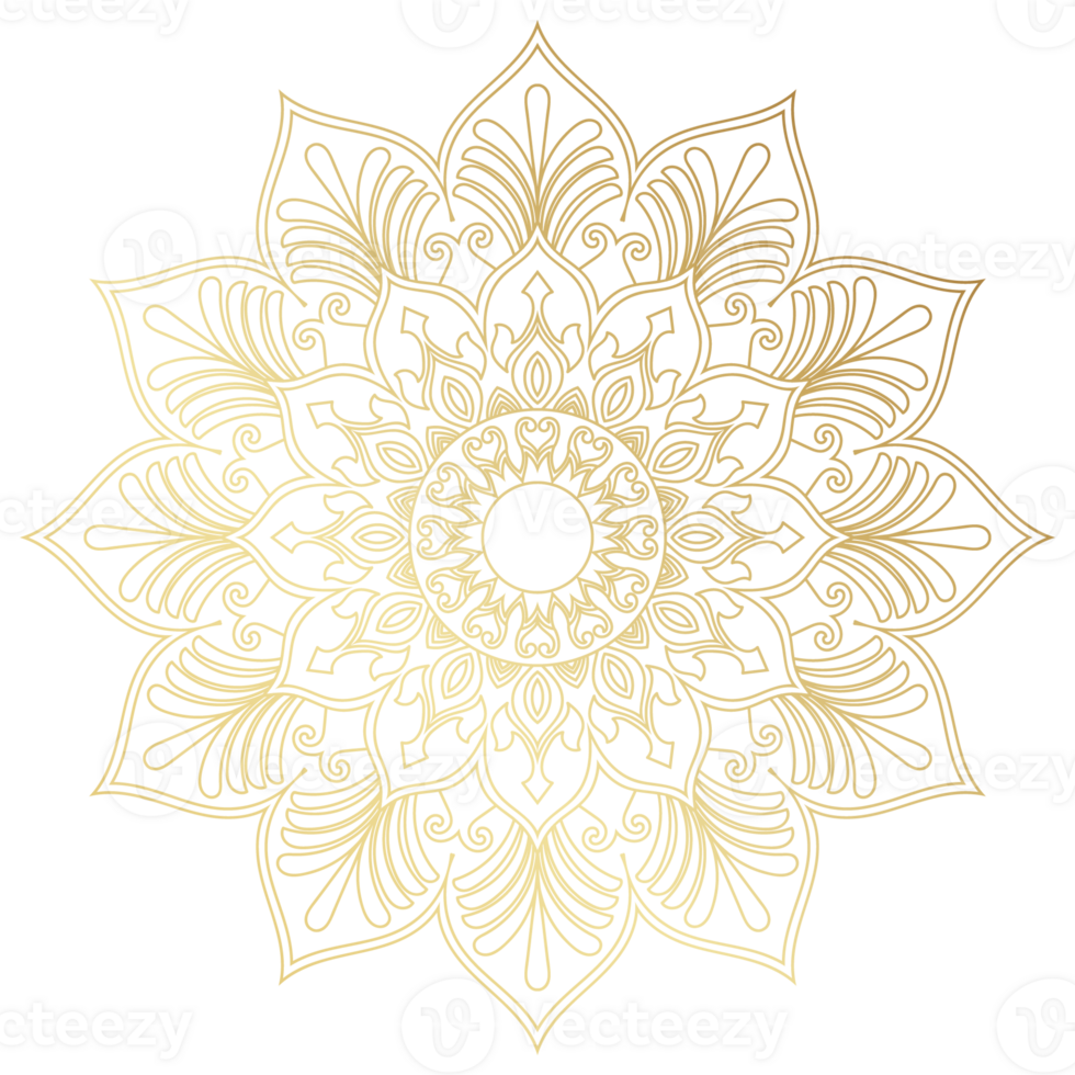 gold gradient mandala Components of a carpet pattern used to decorate book covers. png