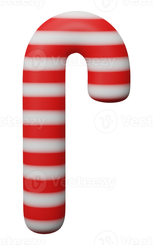 3d Render. christmas candy cane isolaed on transparent background. png file. Holiday elements