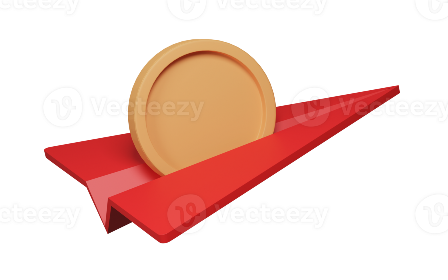 3d machen, Papier Flugzeug senden Münze Symbol isoliert auf transparent Hintergrund. png