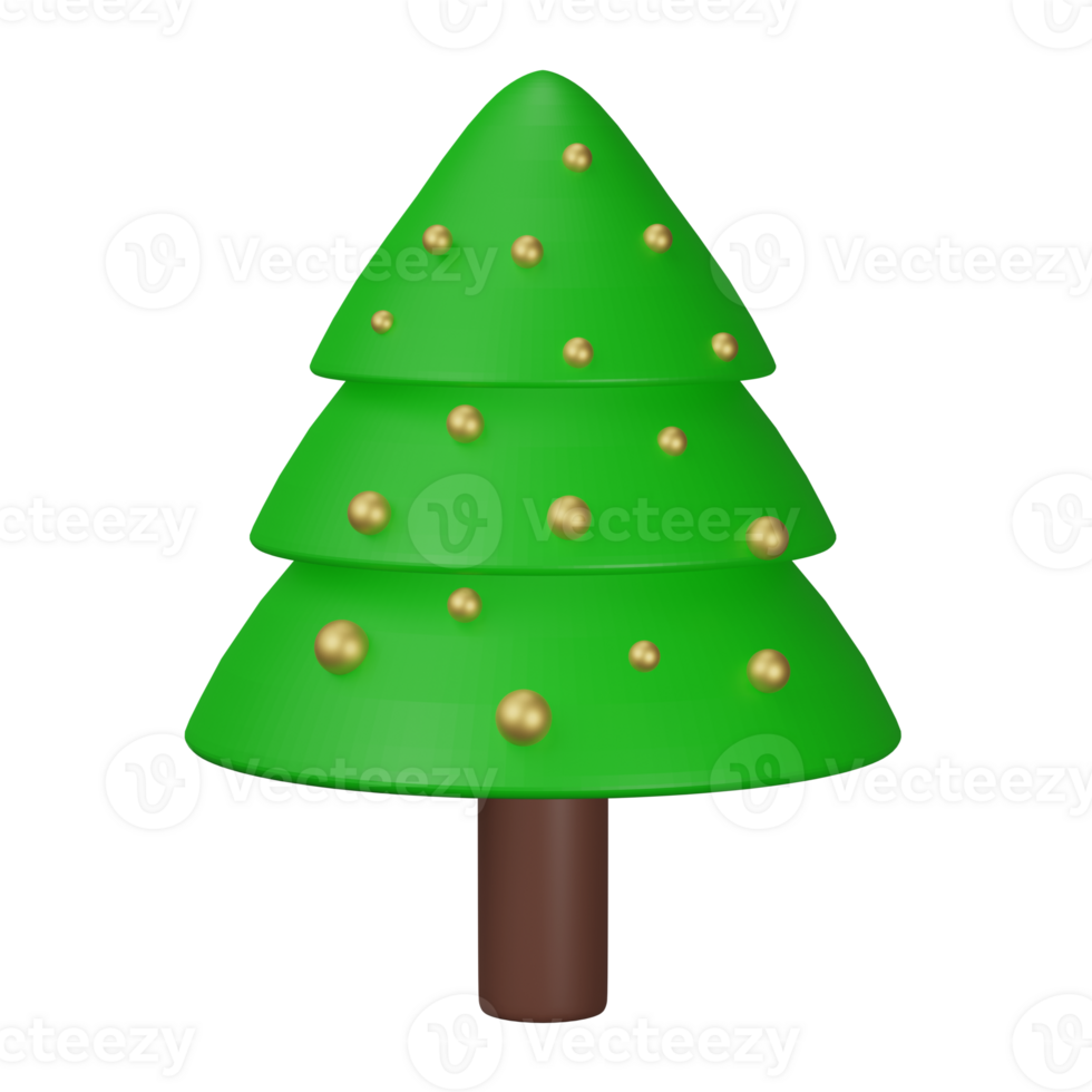 3D Render. Christmas trees isolaed on transparent background. png file. Holiday elements