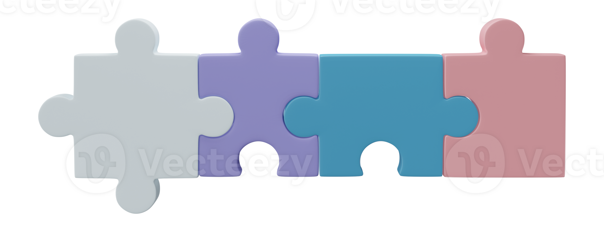 3D jigsaw puzzle pieces isolated on transparent background. Problem-solving, business connecting, cooperation, partnership concept. png