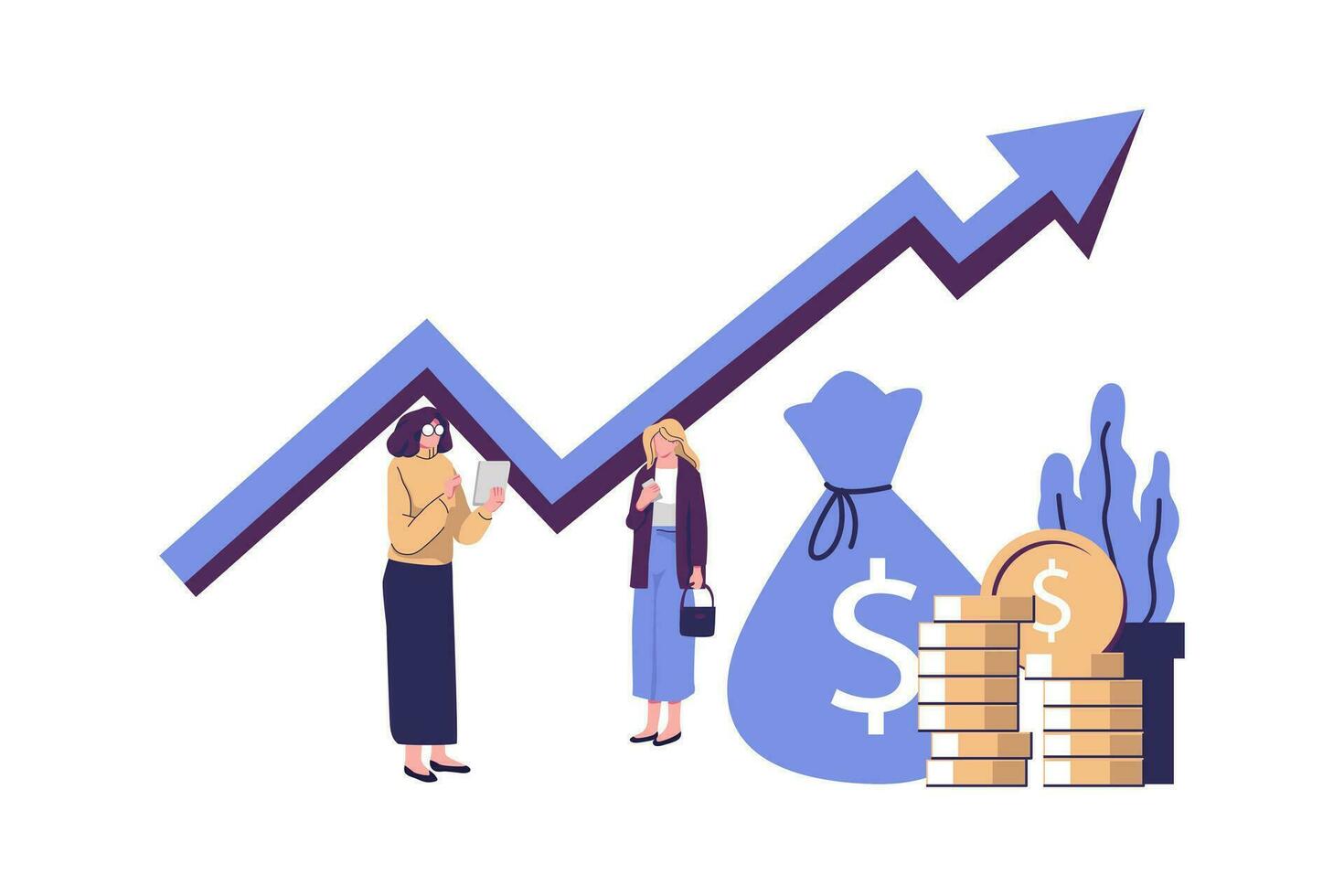 business brings a successful team, moving up, investing money in creative projects flat vector illustration