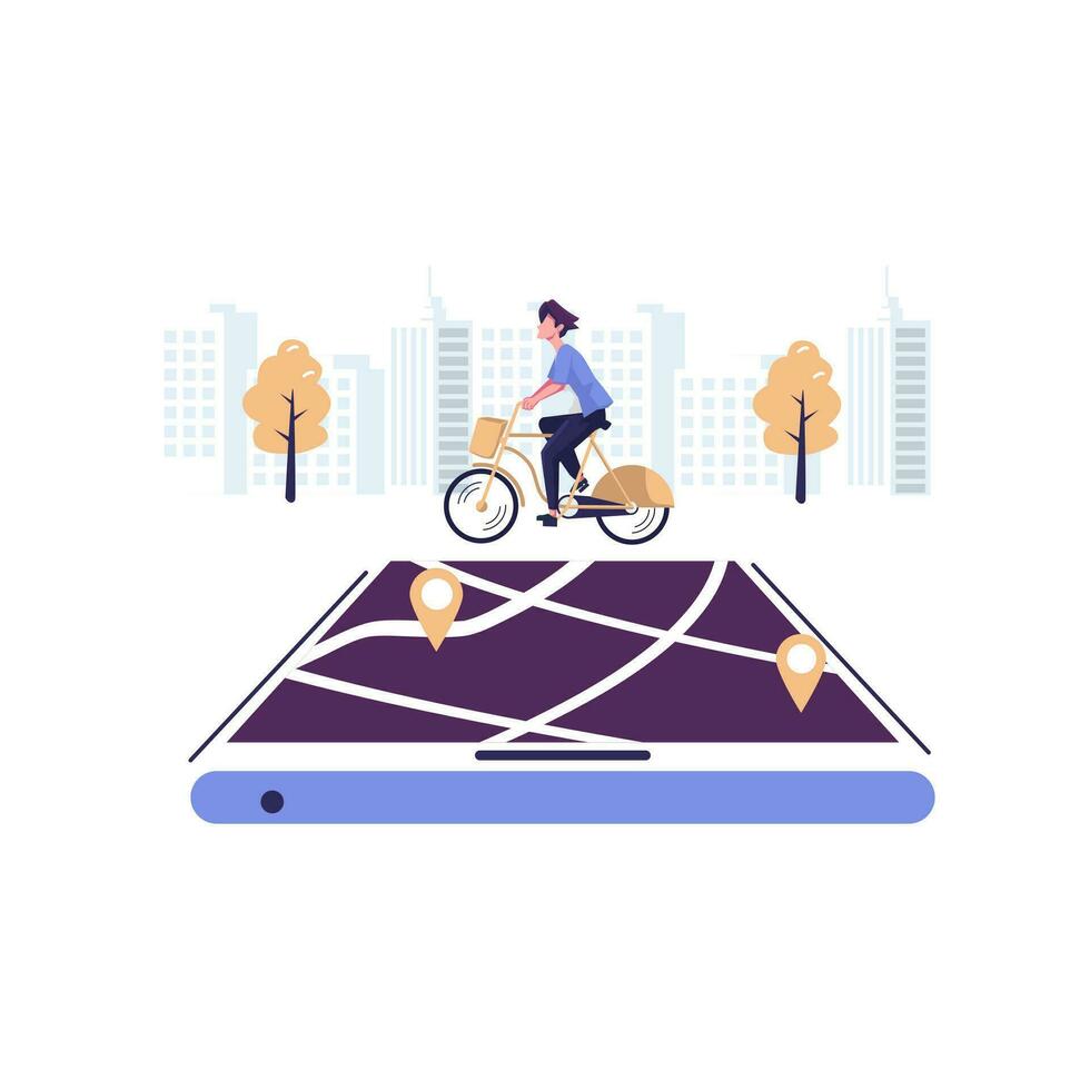 GPS system, mapping of cartography, location on a city map, navigation in a smartphone and tablet vector