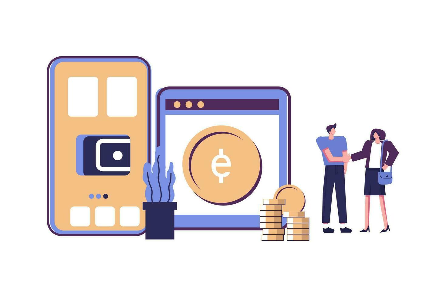 Digital currency flat style illustration design vector
