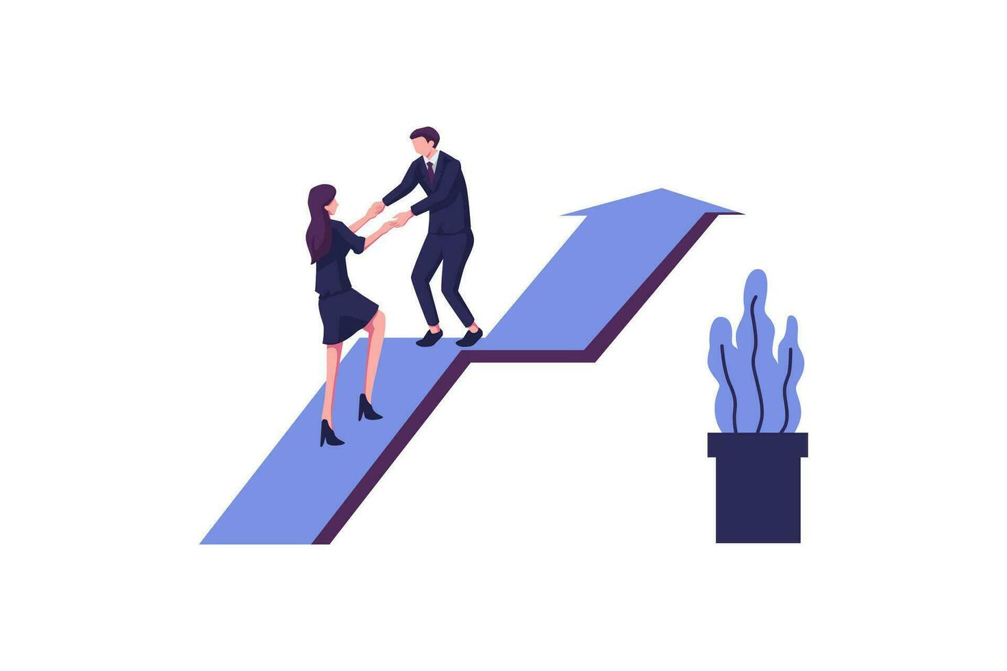 Goal focused help in overcoming obstacles flat style illustration vector design