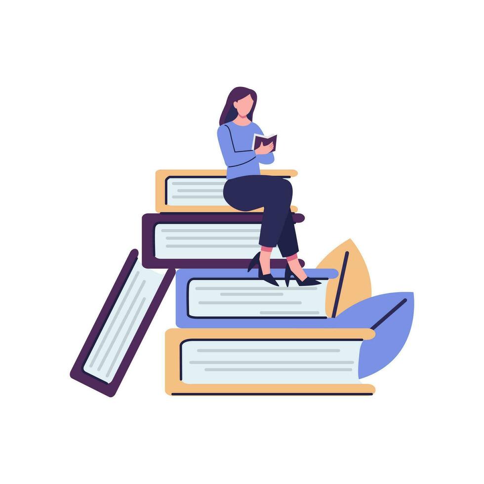 people learn and gain knowledge. The creative design of the schedule students learn on books flat vector