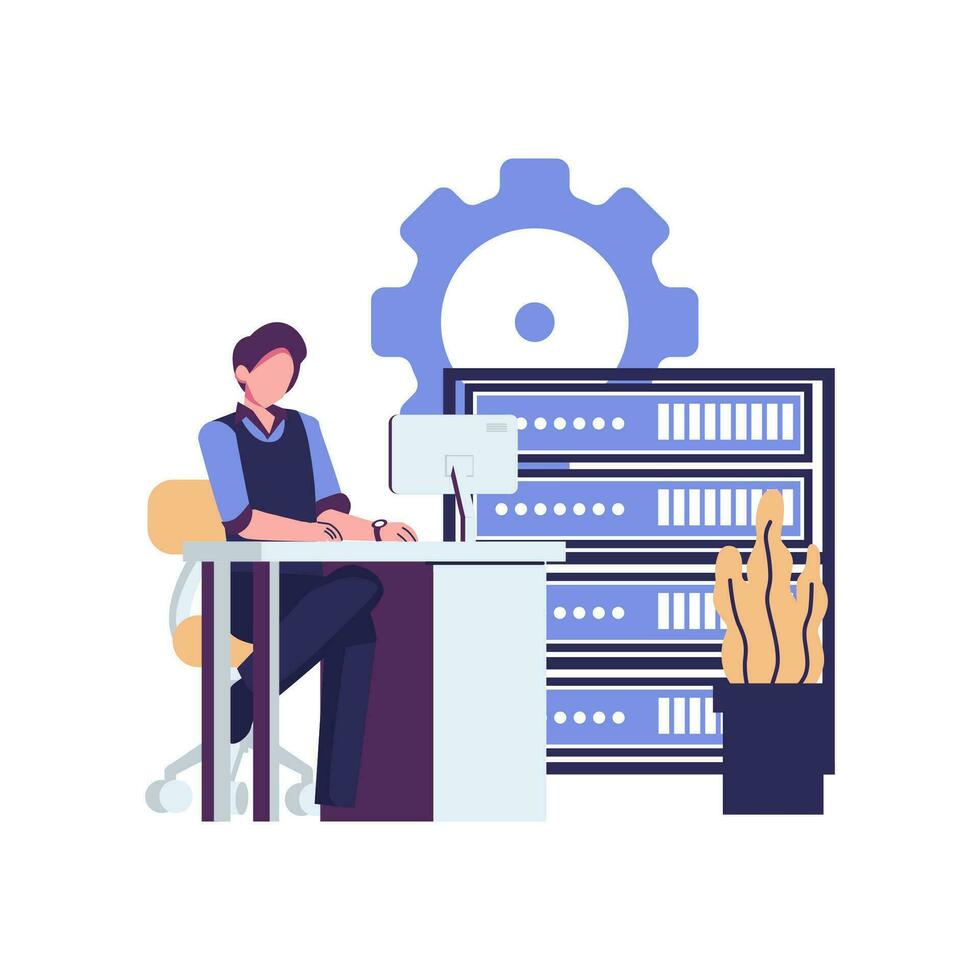 Big data job flat style illustration vector design