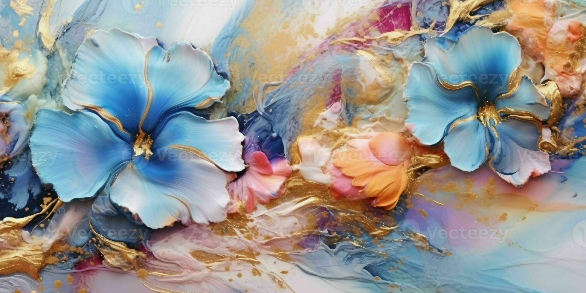 AI generated Beautiful Flowers Background with Oil Art Painting Style. Generative AI photo