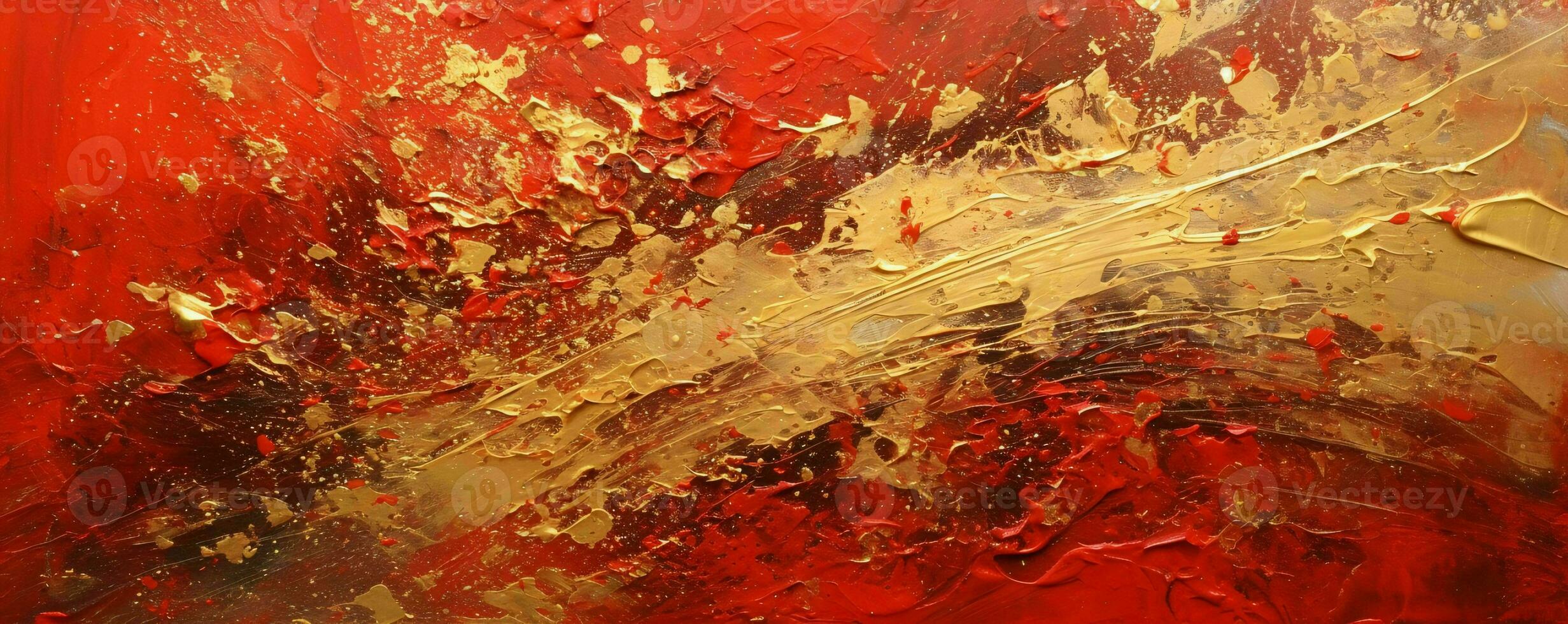 AI generated Abstract Rough Red and Gold Art Painting Texture Background. Oil Paint Texture. Generative AI photo