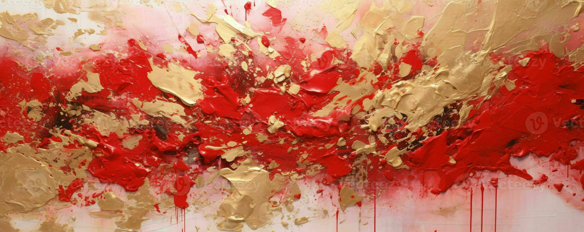 AI generated Abstract Rough Red and Gold Art Painting Texture Background. Oil Paint Texture. Generative AI photo