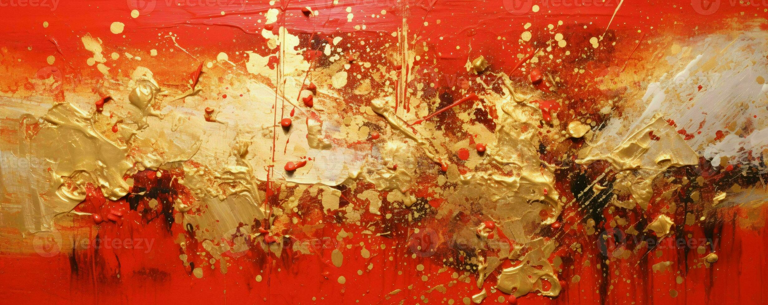 AI generated Abstract Rough Red and Gold Art Painting Texture Background. Oil Paint Texture. Generative AI photo