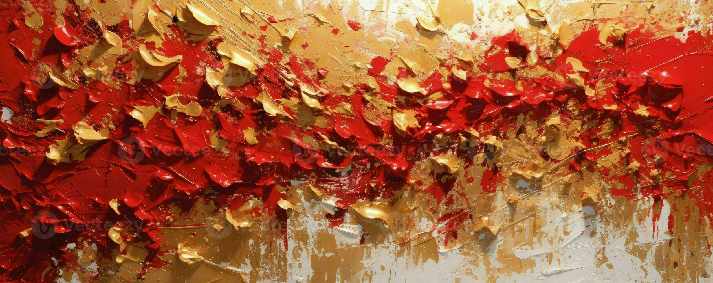 AI generated Abstract Rough Red and Gold Art Painting Texture Background. Oil Paint Texture. Generative AI photo