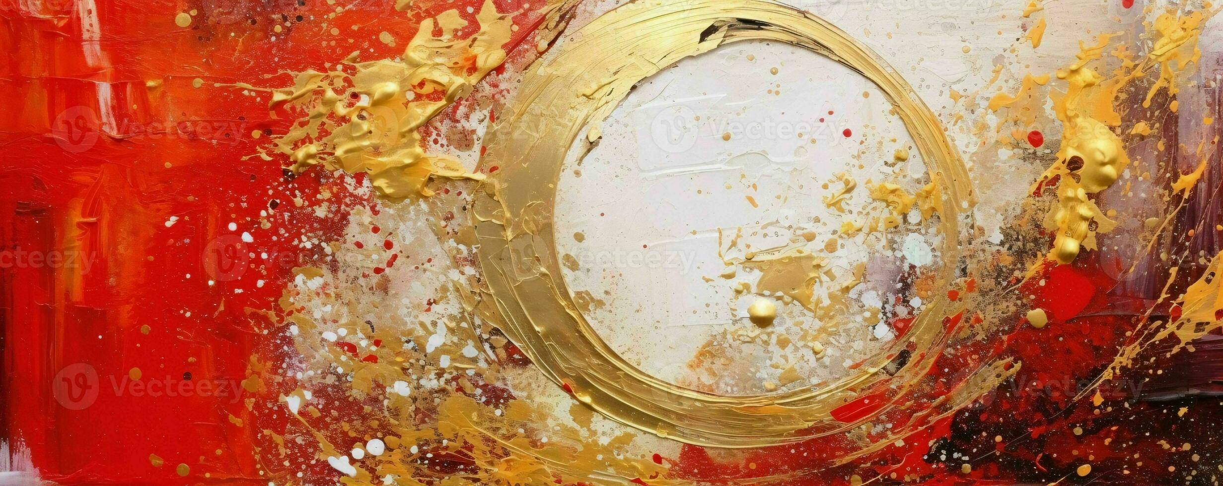 AI generated Abstract Rough Red and Gold Art Painting Texture Background. Oil Paint Texture. Generative AI photo