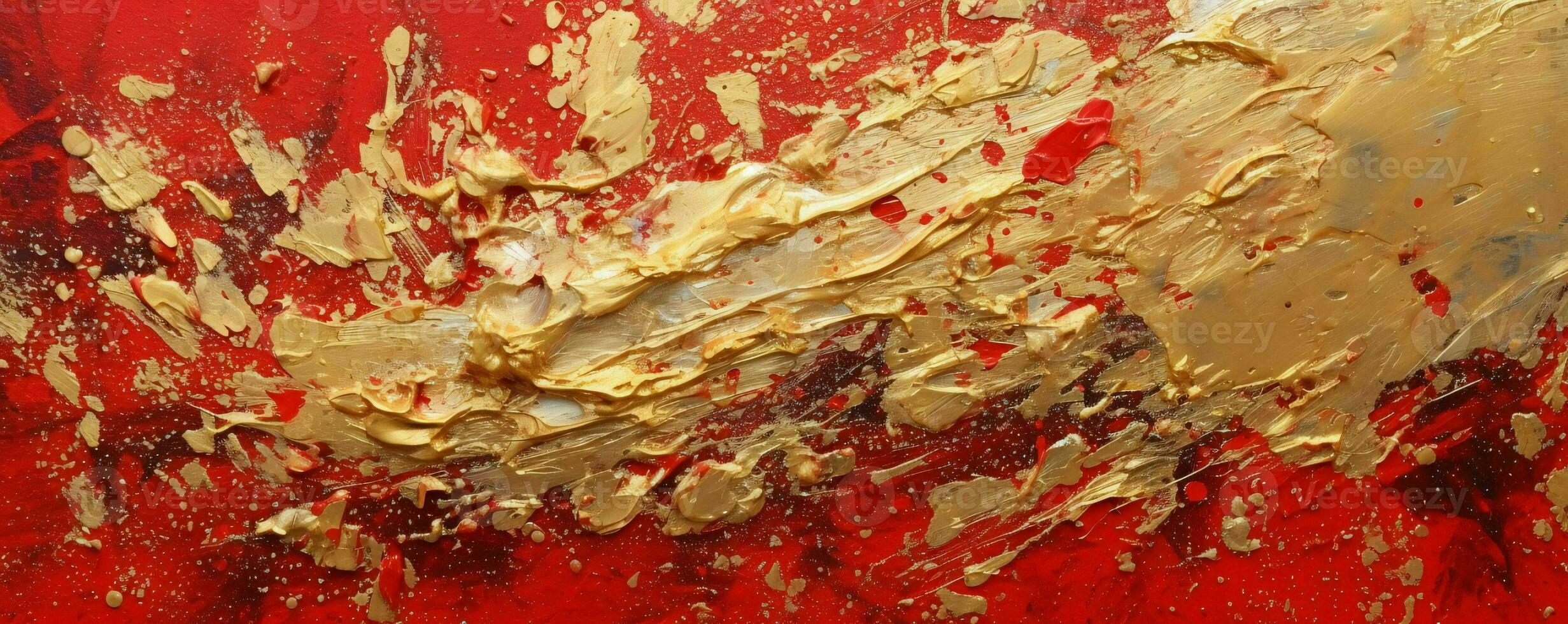 AI generated Abstract Rough Red and Gold Art Painting Texture Background. Oil Paint Texture. Generative AI photo