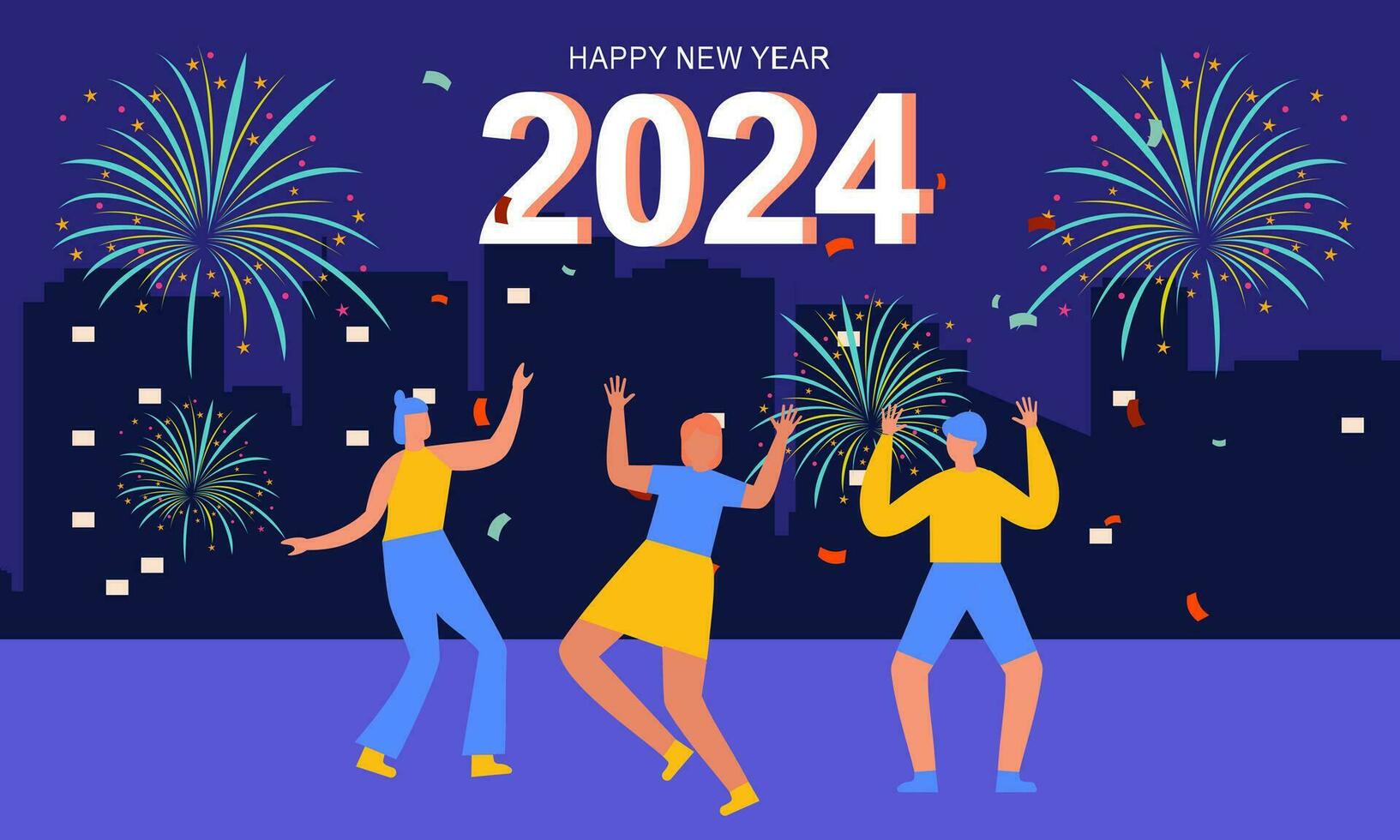 Happy new year 2024 celebration illustration 35263278 Vector Art at