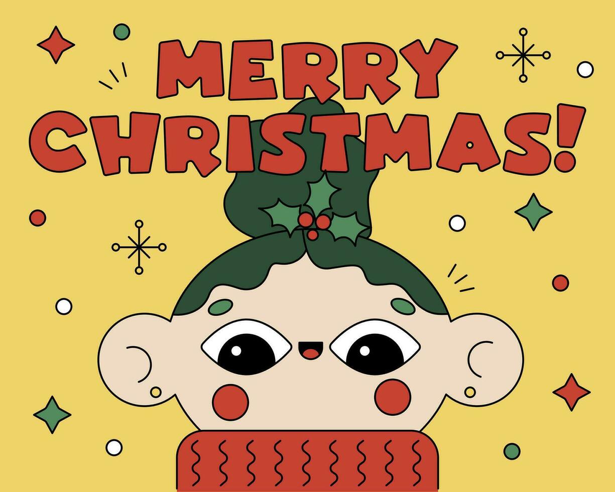 Vector cute cartoon christmas greeting card poster banner